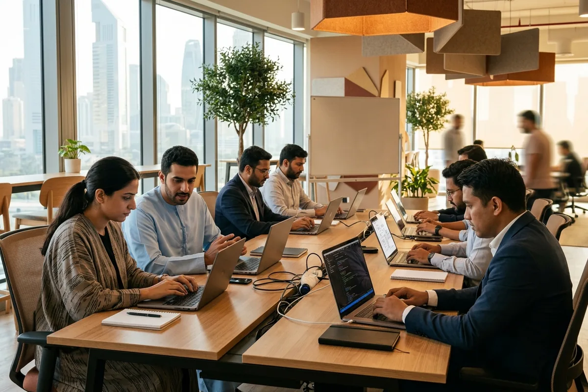 Engineering team building a custom AI workflow